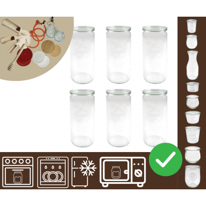 Słoiki WECK 6szt/ szklane wieko słoik 1040ml 1l CYLINDER