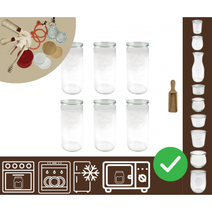 Słoiki WECK 6szt/ szklane wieko, miarka słoik 1040ml 1l CYLINDER