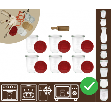 Słoiki WECK 6szt/ silikonowe wieko, miarka słoik 850ml MOLD