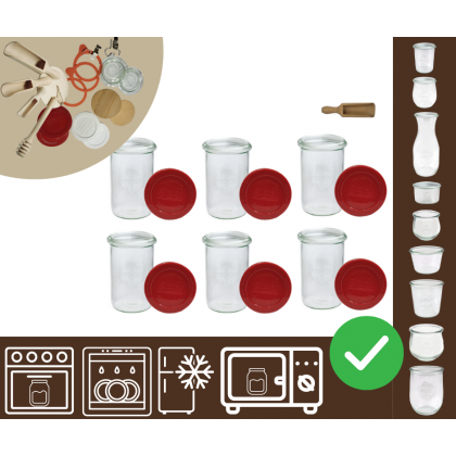 Słoiki WECK 6szt/ silikonowe wieko, miarka słoik 1050ml 1l MOLD