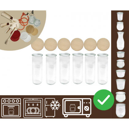 Słoiki WECK 6szt/ drewniane wieko słoik 600ml CYLINDER