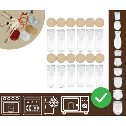 Słoiki WECK 12szt/ drewniane wieko słoik 600ml CYLINDER