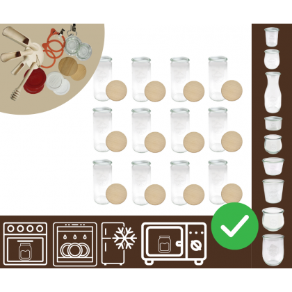 Słoiki WECK 12szt/ drewniane wieko słoik 1040ml 1l CYLINDER