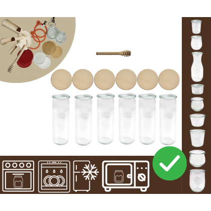 Słoiki WECK 6szt/ drewniane wieko, nabierak słoik 600ml CYLINDER
