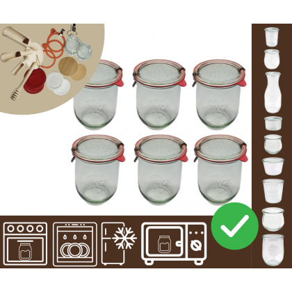 Słoiki WECK 6szt/ szkl. wieko,gumka, bl słoik 1l 1062ml TULIP