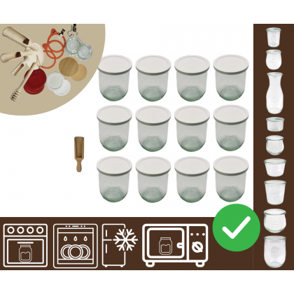 Słoiki WECK 12szt/ plastikowe wieko, miarka słoik 1l 1062ml TULIP