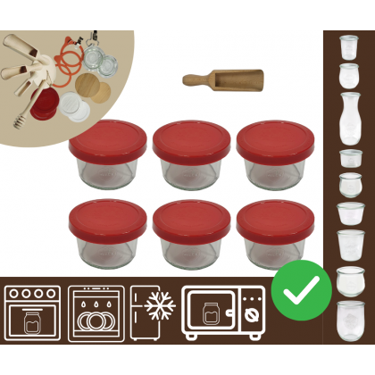 Słoiki WECK 6szt / silikonowe wieko, miarka słoik 200ml MOLD