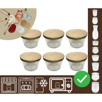 Słoiki WECK 6szt/ drewniane wieko słoik 370ml MOLD