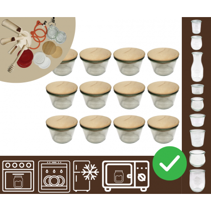 Słoiki WECK 12szt/ drewniane wieko słoik 370ml MOLD