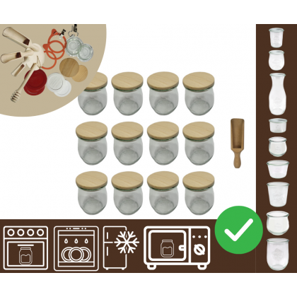 Słoiki WECK 12szt/ drewniane wieko, miarka słoik 220ml TULIP