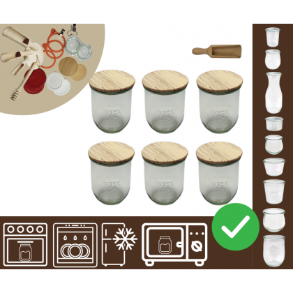 Słoiki WECK 6szt/ drewniane wieko, miarka słoik 1l 1062ml TULIP