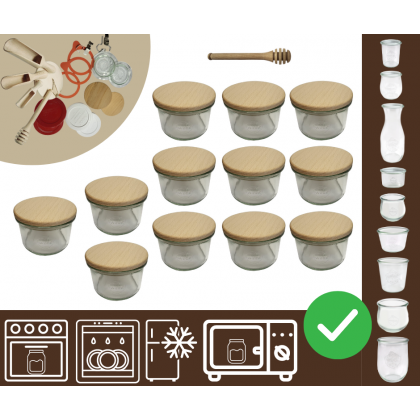 Słoiki WECK 12szt / drewniane wieko, nabierak słoik 200ml MOLD