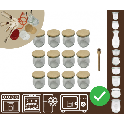 Słoiki WECK 12szt/ drewniane wieko, nabierak słoik 220ml TULIP