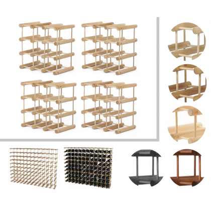 Modułowy stojak na wino x4 /36+9 butelek — RW7 — Naturalny dąb