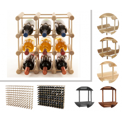 Modułowy stojak na wino /9 butelek — RW7 — Naturalna sosna