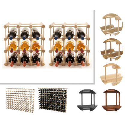 Modułowy stojak na wino x2 /18+3 butelek — RW7 — Naturalna sosna