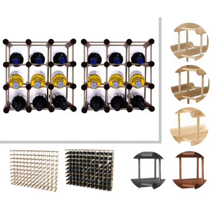 Modułowy stojak na wino x2 /18+3 butelek — RW7 — Brązowa sosna