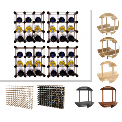 Modułowy stojak na wino x4 /36+9 butelek — RW7 — Brązowa sosna