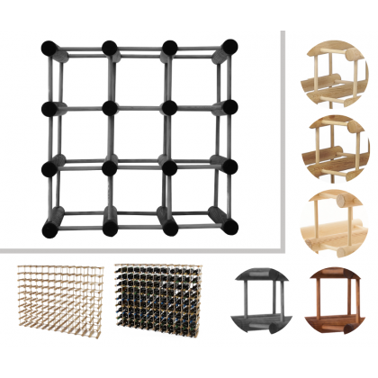 Modułowy stojak na wino /9 butelek — RW7 — Szara sosna