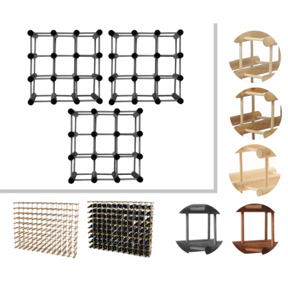 Modułowy stojak na wino x3 /27+6 butelek — RW7 — Szara sosna