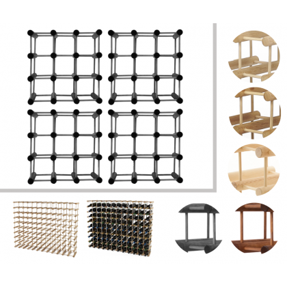 Modułowy stojak na wino x4 /36+9 butelek — RW7 — Szara sosna